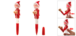 Red Glowing Eye Boxing Santa Claus Ball Point Pen Christmas Gift