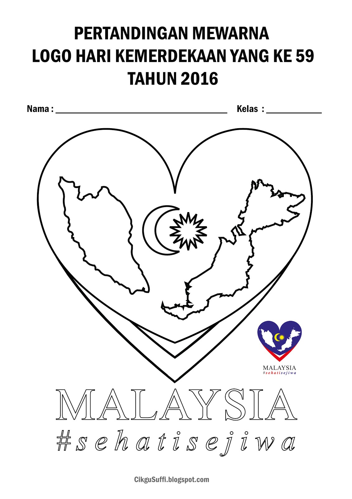 Mari mewarna logo hari kebangsaan 2016 - Cikgu Suffi (CS)