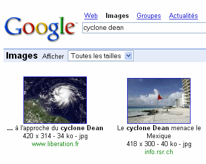 Resultats Google images - Cyclone Dean