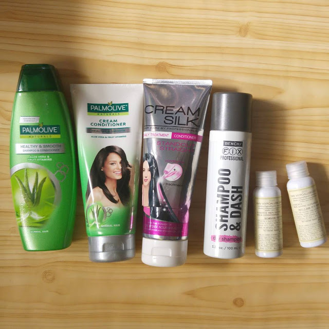  Palmolive Healthy & Smooth Shampoo and Conditioner (3) CreamSilk Standout Straight Conditioner (4) Bench Fix Shampoo & Dash Dry Shampoo (5) VMV Essence Skin-Saving Superwash (6) VMV Essence Skin-Saving Conditioner