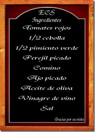 Pizarra ingredientes ECS