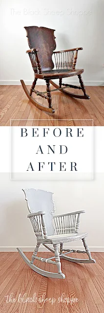 Antique rocking chair before and after.