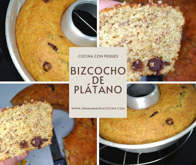 Receta paso a paso bizcocho de plátano banana chips de chocolate