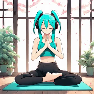 Miku doing yoga