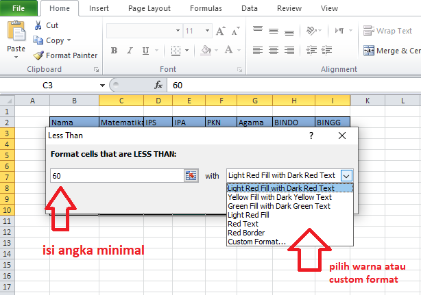 cara memberikan warna otomatis pada excel