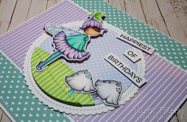 Birthday card using Tiny Townie Fairy Garden Fairy by Stamping Bella