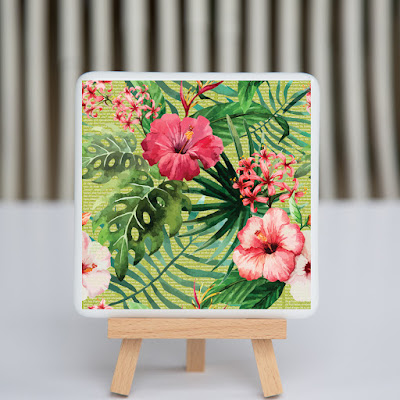 fusography, tropical, flamingo, fused glass, full color photo on fused glass