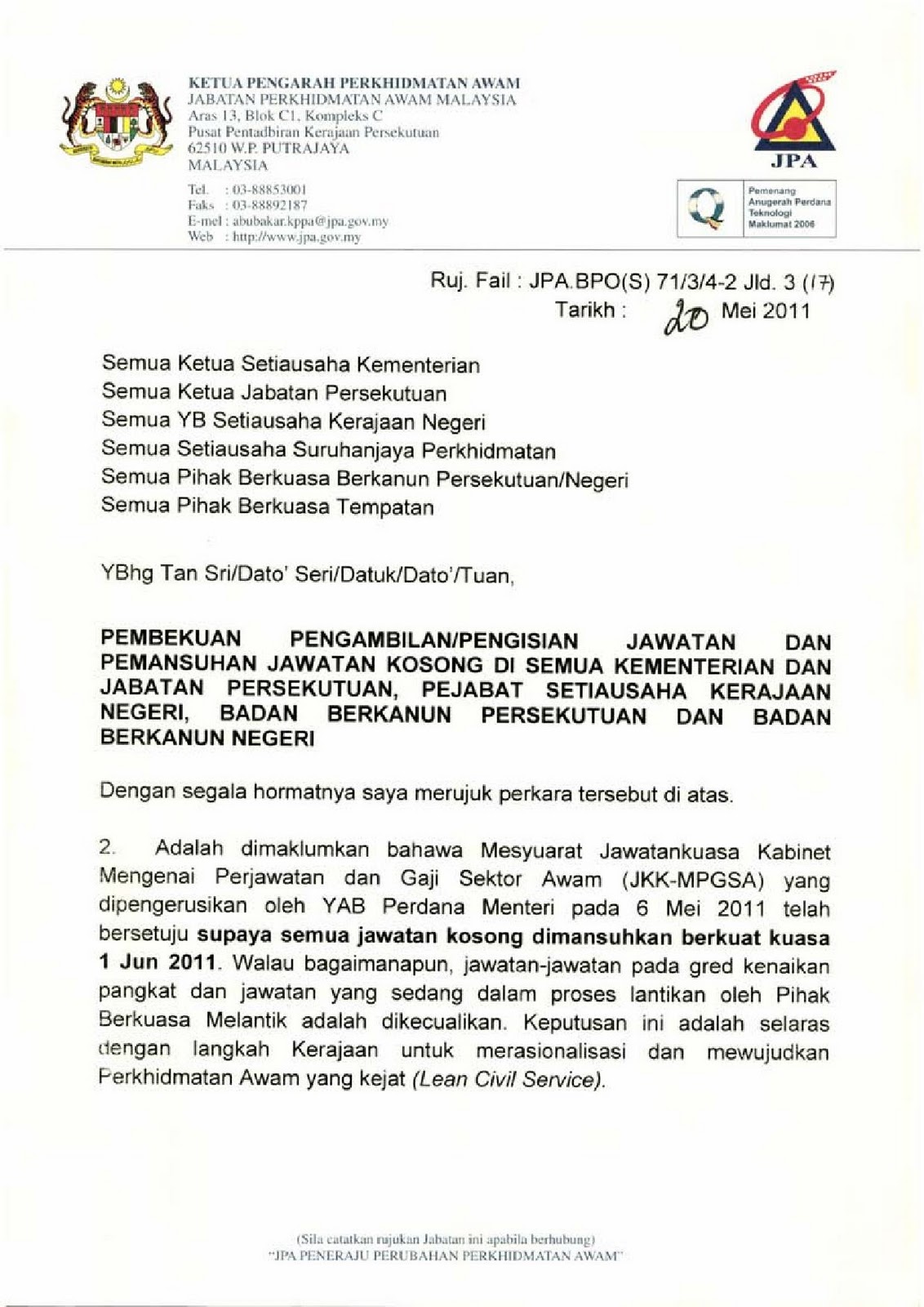 Contoh Soalan Peperiksaan Jabatan Perkhidmatan Awam - Soalan l