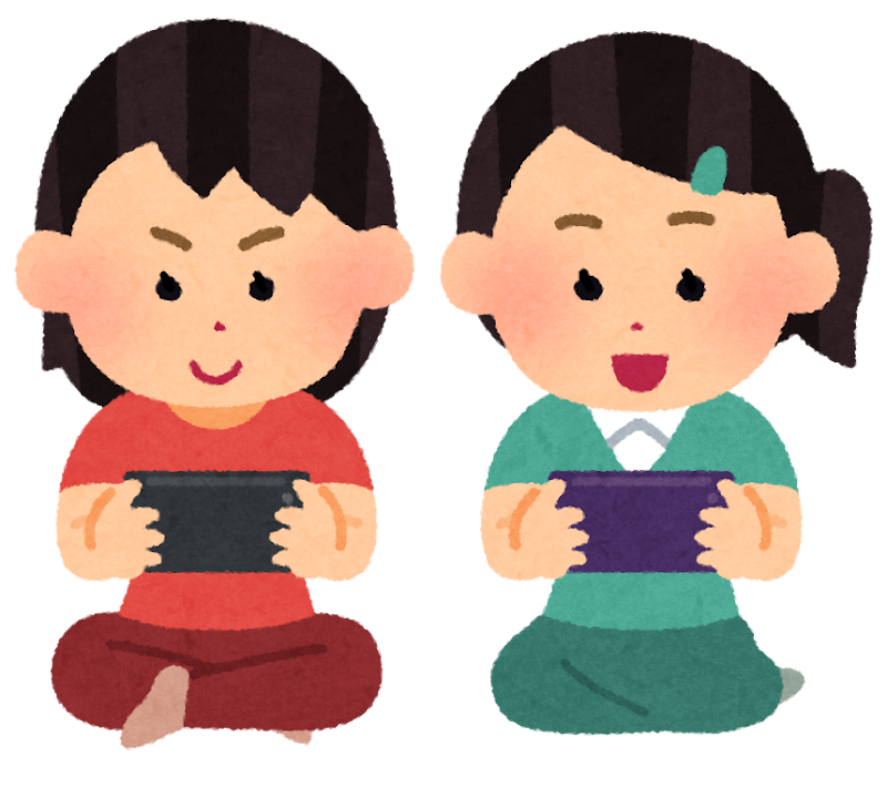 スマートフォンでゲームをやる子供のイラスト 女の子 かわいいフリー素材集 いらすとや