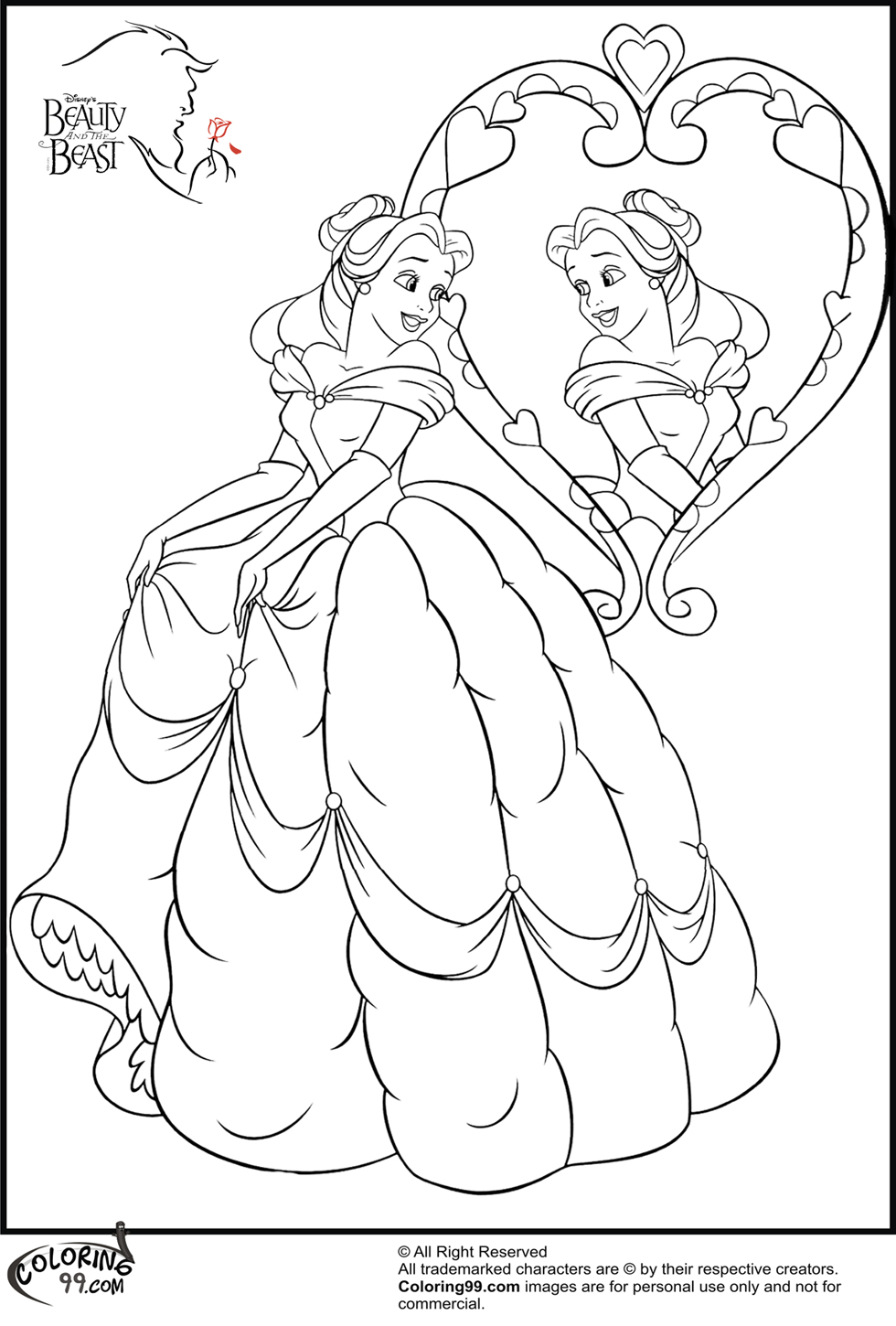 princess belle coloring pages