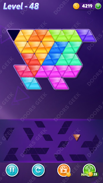 Block! Triangle Puzzle 12 Mania Level 48 Solution, Cheats, Walkthrough for Android, iPhone, iPad and iPod