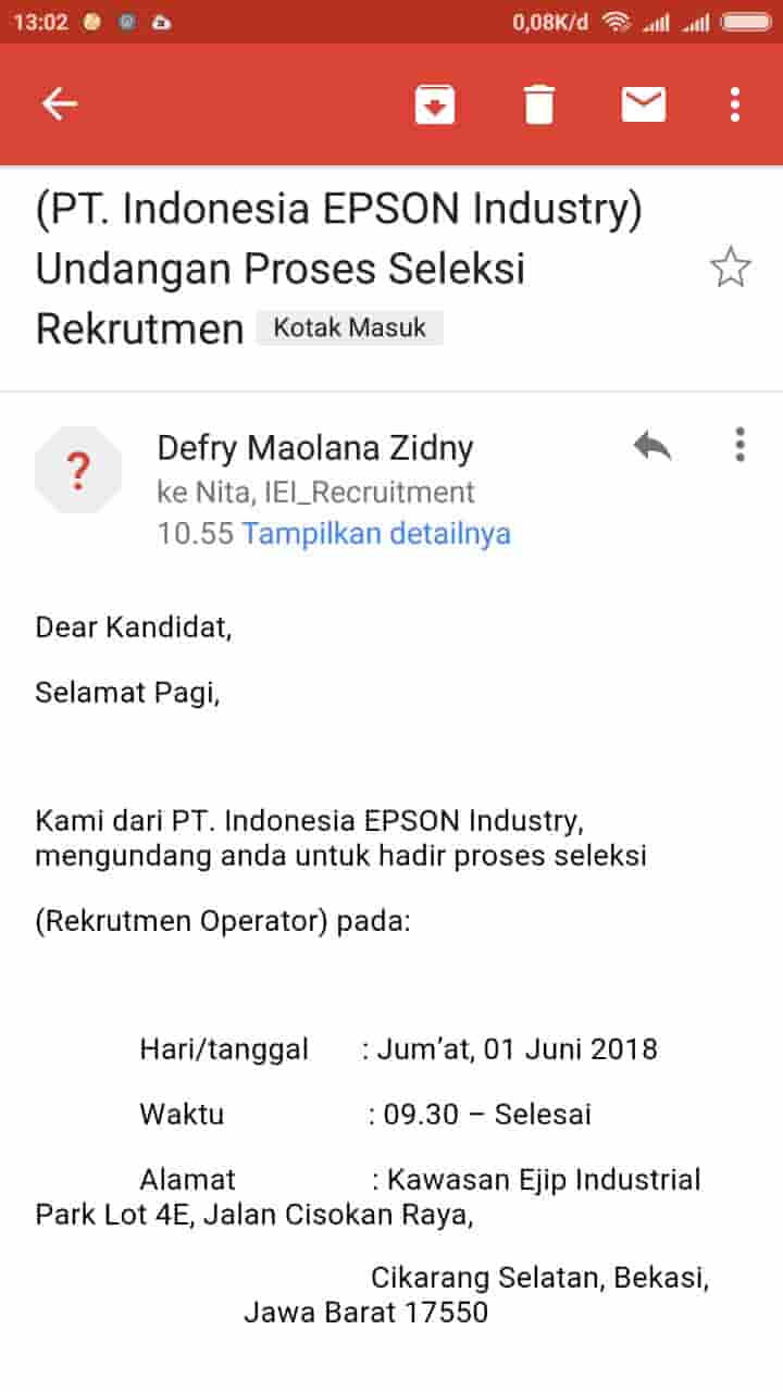 Pt Indonesia Epson Industry Loker Via Email Dan Jobstreet Random Email Loker