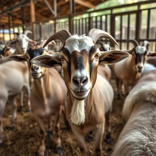 goats in a shed