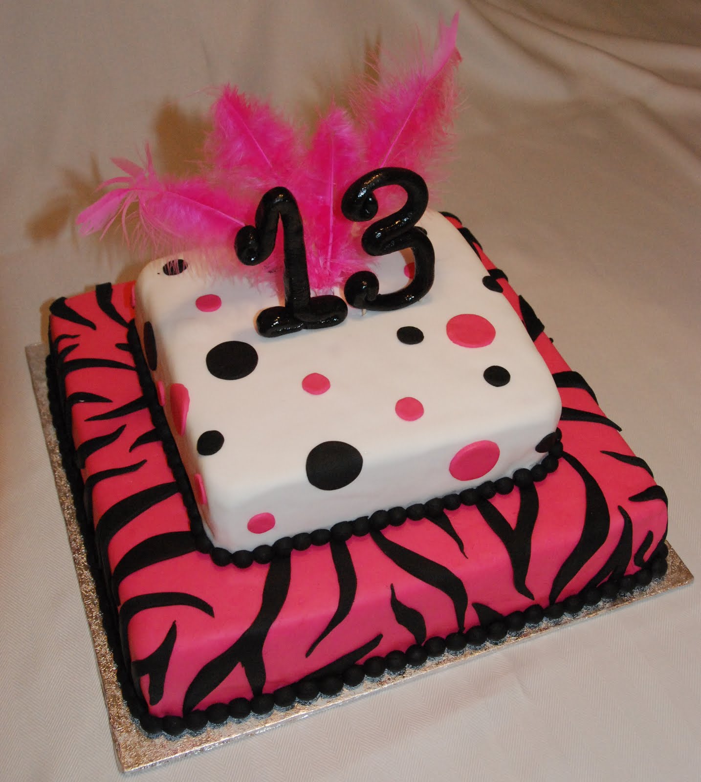 cool cake designs Animal influenced 13th birthday cake! 12 inch Vanilla cake layered 