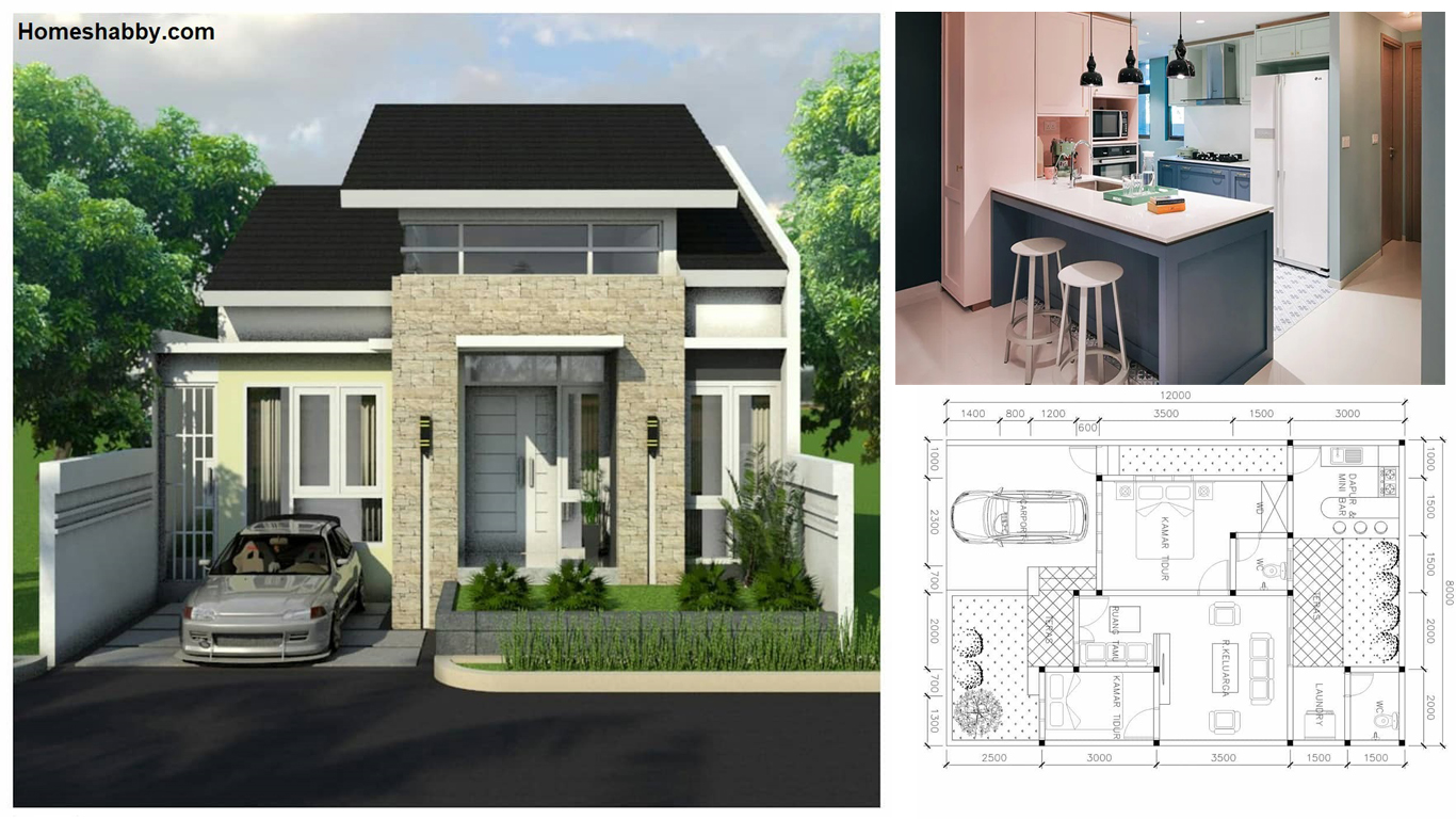 Desain Dan Denah Rumah Minimalis Ukuran 8 X 12 M Dengan Ruangan Yang Komplit Ada Mini Bar Kekinian Homeshabbycom Design Home Plans