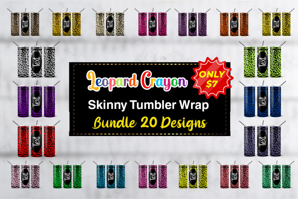 Leopard Crayon Tumbler Wrap 20oz Bundle