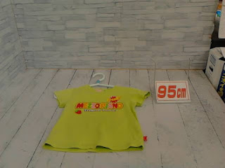 中古品　子供服　９５ｃｍ　メゾピアノ　イエローグリーン　半袖Tシャツ　３３０円