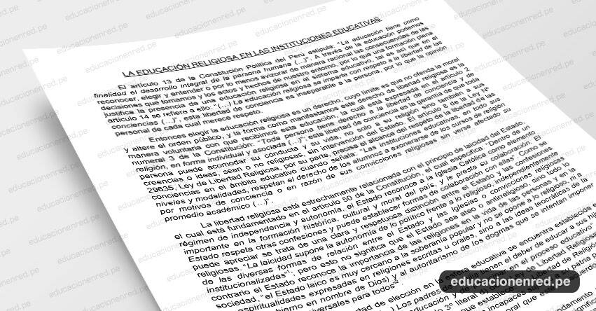 La Educación Religiosa en las Instituciones Educativas (Fernando Gamarra Morales)