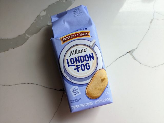 A bag of Pepperidge Farm London Fog Milano Cookies.