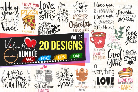 Download Valentine Bundle Vol 06 Cut &amp; Printables for Cricut, Silhouette and Other Machine