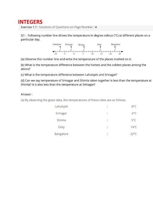 NCERT Solutions of Class 7 MATHS Chapter 1 INTEGERS by concept acadme | conceptacadme.blogspot,com | 01