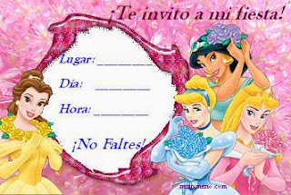 Invitaciones de Cumpleaños, Princesas Disney, modelo 5