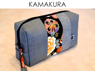 Kosmetiktasche Kamakura aus japanischen Stoffen von Noriko handmade, handgemacht, Unikat, Einzelstück