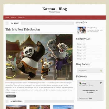 Karma template blogger. convert wordpress theme to blogger template.wordpress to blogspot template. 4 column footer blogger template