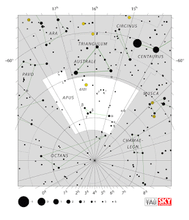 IAU: Карта на съзвездието Райска птица | Apus