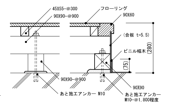 6-45-3　上がりがまち（200＜H≦300）［ビニル幅木の場合］1