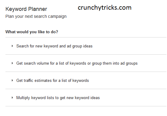 Keyword Planner Four Tools