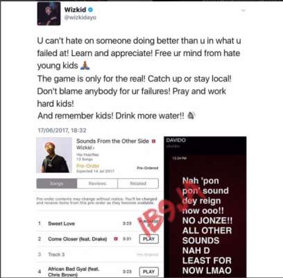 Wizkid Claps Back At Davido: Catch Up Or Stay Local