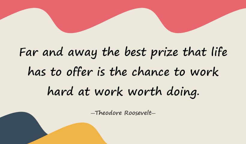 Far and away the best prize that life has to offer is the chance to work hard at work worth doing. - Theodore Roosevelt