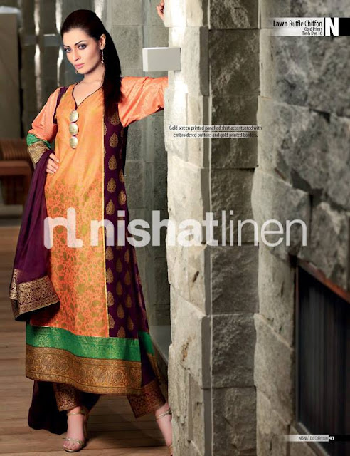 nishat linen lawn ruffle chiffon collection 2013