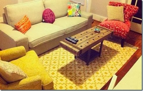 mismatched furniture grouping