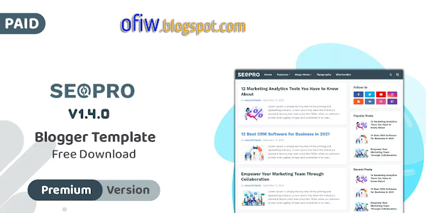 SeoPro v1.4 – (Premium) Blogger Template #Free Download