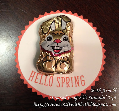 Craft with Beth: Foil-Wrapped Chocolate Bunny Treat Holder Stampin Up Hello Easter Starburst Punch Circle Punch