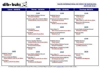 Horarios de firmas de DIBBUKS en el "Salón del Cómic de Barcelona".