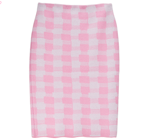 Lucky Chouette's Gingham Check H-Line Knit Skirt