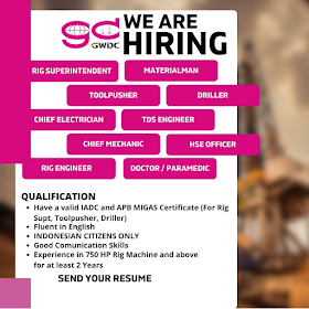 PT. Greatwall Drilling Asia Pacific is opening vacancy for many positions. 