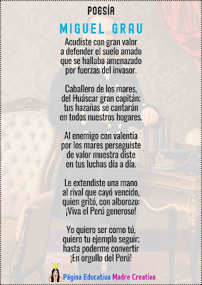 Poesía de Miguel Grau en imagen para imprimir gratis