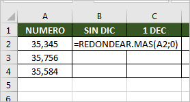 Función REDONDEAR.MAS en Excel