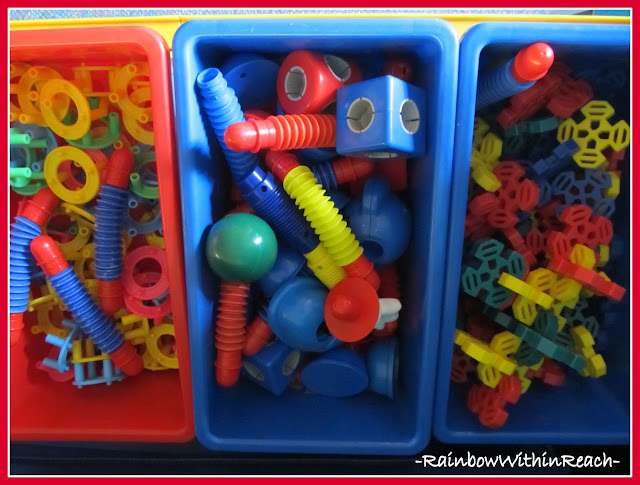 photo of: Fine Motor Manipulative Materials -- Organized in Bins