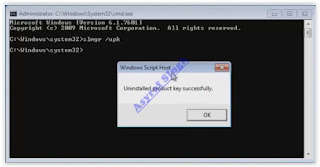 uninstalled product key successfully