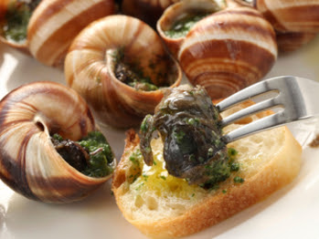 Escargot, raw snail dish from France