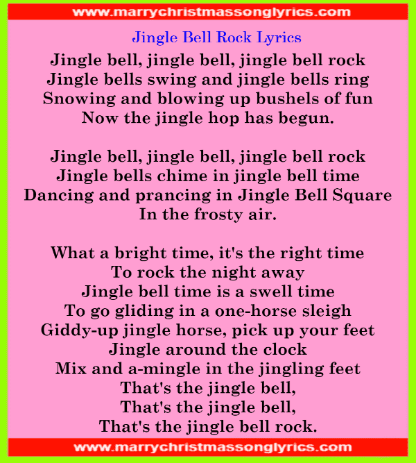 Jingle Bell Rock Lyrics Printable Printable Word Searches