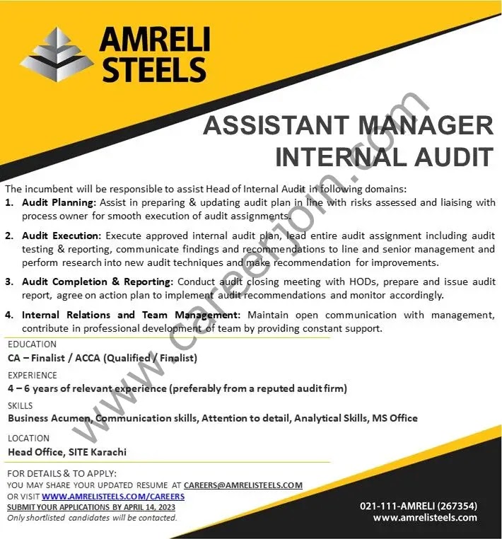 Latest Jobs in Amreli Steels Ltd