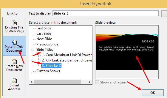 Hyperlink di PowerPoint Menuju Slide Tertentu