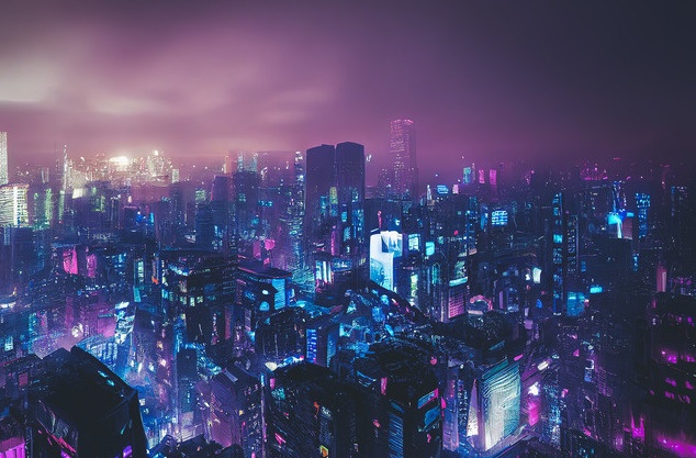未来都市の夜景