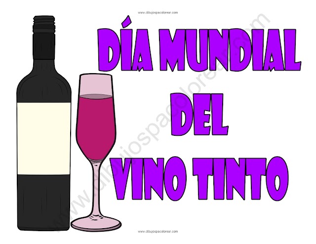 Día Mundial del Vino Tinto dibujo a color y para colo